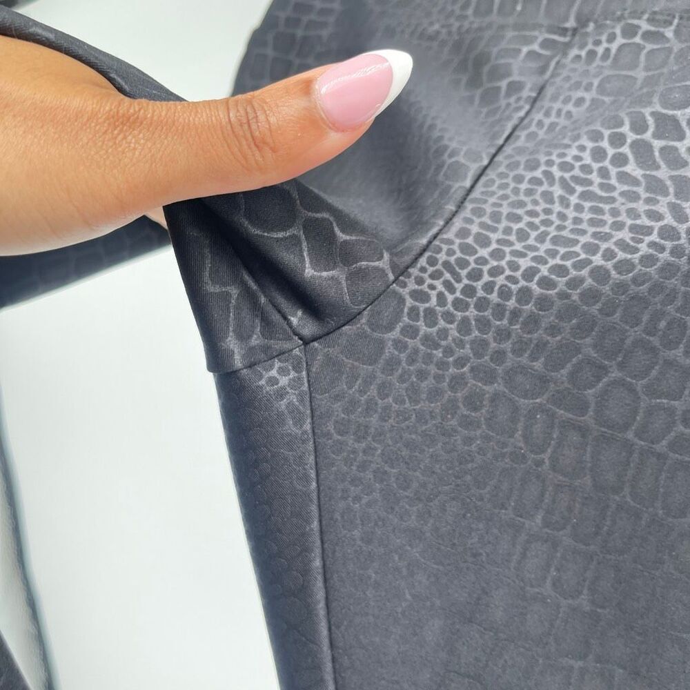 Wild Fable Black Croc Print High Rise Leggings Faux Leather Look Large - Picture 4 of 13